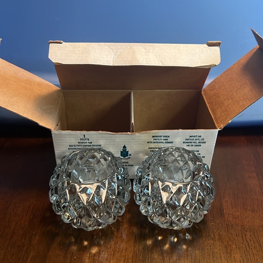 PartyLite Rockport Pair Glass Votive‎ Candle Holders-Set of 2 NIB